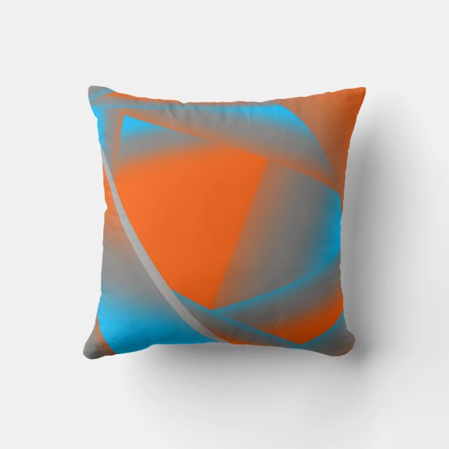 Coussin Blue Grey Orange Ombre Géométrique Art Abstrait (Verso)