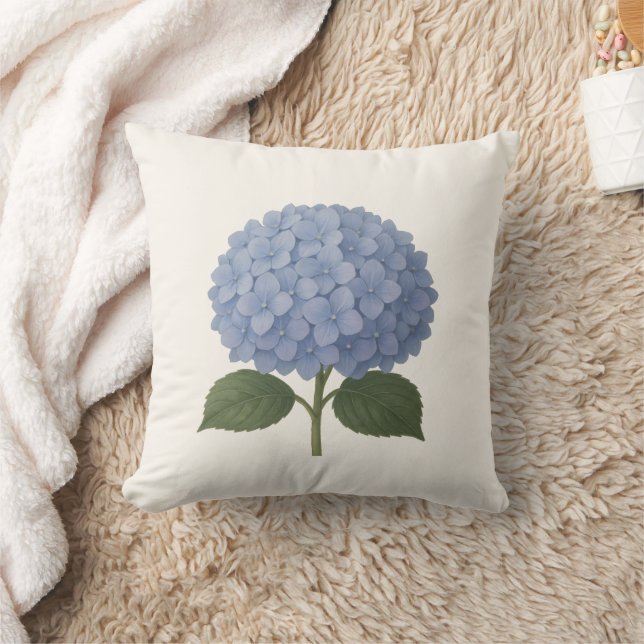 Coussin Blue Hydrangea Botanical Illustration Design (Couverture)