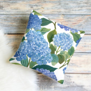 Coussin Blue Hydrangeas   Beau Floral Bush