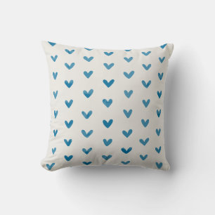 Coussin Blue Love Hearts Motif OffWhite