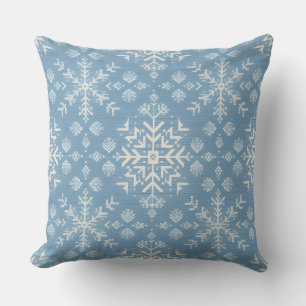 Coussin Blue Nordic Snowflake Motif hiver