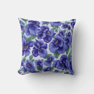 Coussin Blue Pansy Flowers 