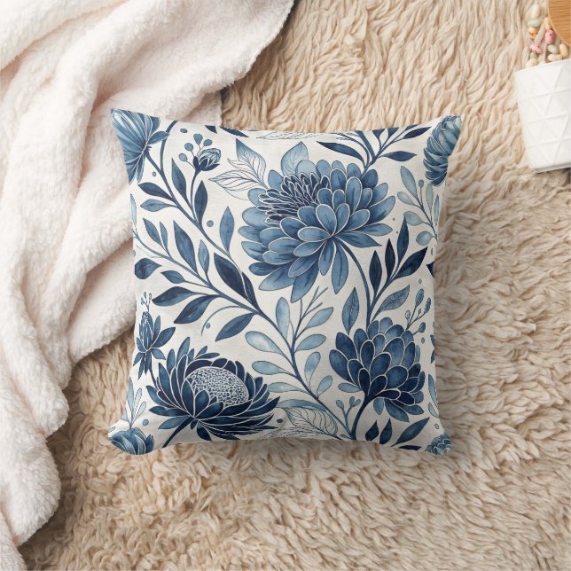 Coussin Blue Peony Garden Watercolor (Couverture)