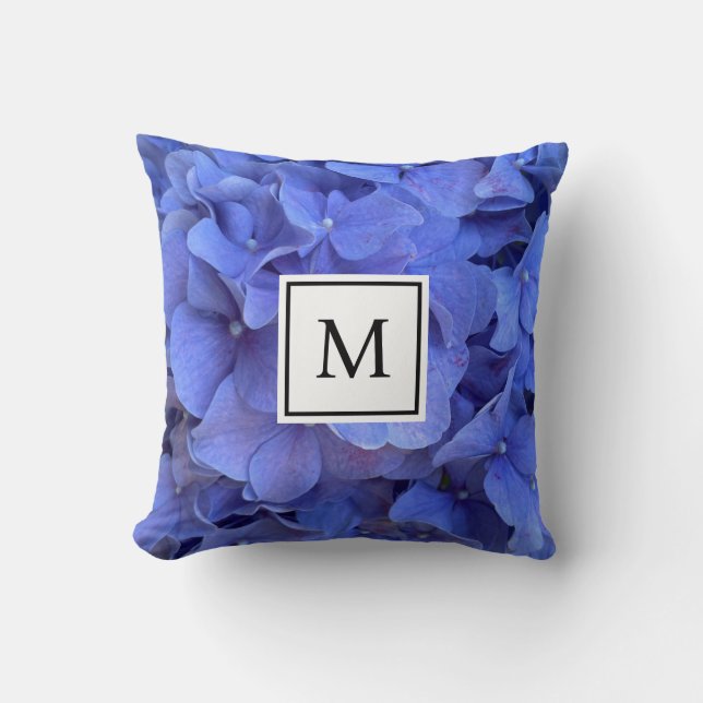 Coussin Blue periwinkel élégantes hydrangées florales (Recto)