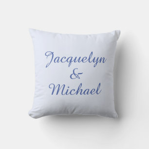 Coussin Blue Plain Élégant Moderne Calligraphie Nom