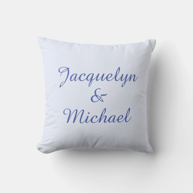 Coussin Blue Plain Élégant Moderne Calligraphie Nom (Recto)