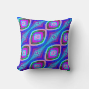 Coussin Blue Purple et Aqua Motif Psychedélique