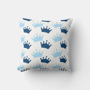 Coussin Blue Royal Crowns Fairytale Prince Storybook Decor