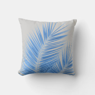 Coussin Blue Silver Grey Palm Feuilles Dream #1