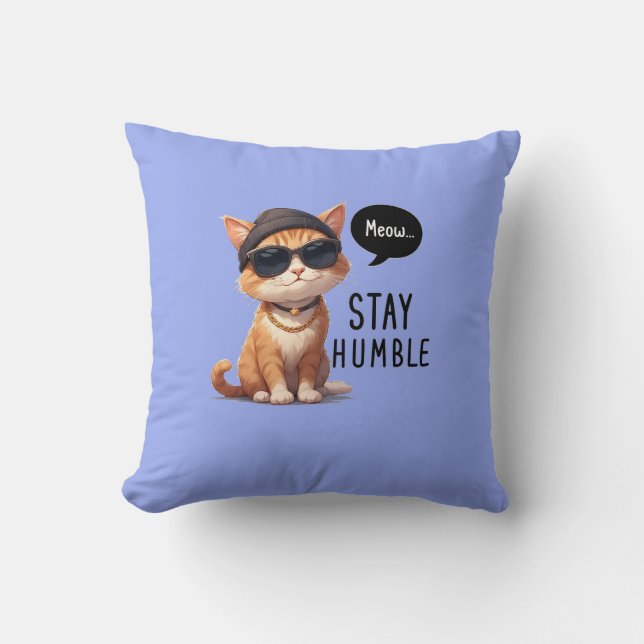 Coussin Blue Stay Humble Hipster cat Jeter l'oreiller (Recto)