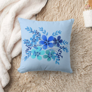 Coussin Blue Watercolor Flower