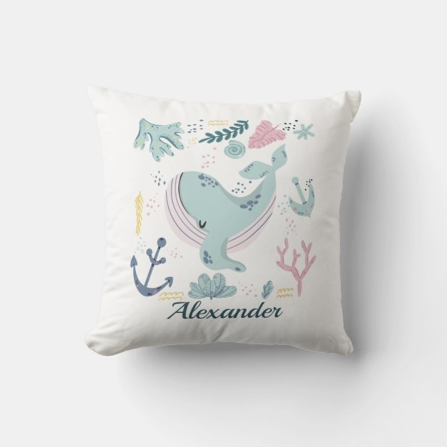 Coussin Blue Whale Sea Life Baby Ocean Marine Life (Recto)