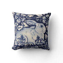Blue White Repose Rabbit Lièvre Marine Chinoiserie