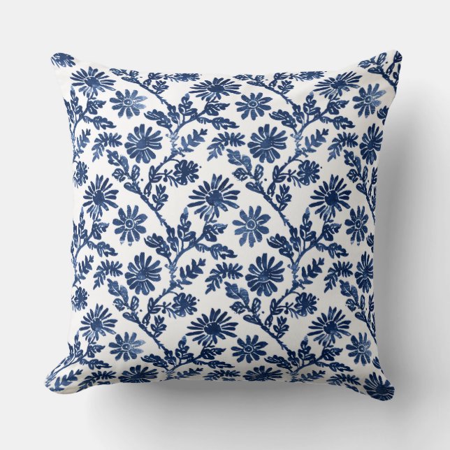 Coussin Blue White Throw Pillow (Recto)