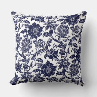 Coussin Blue White Throw Pillow