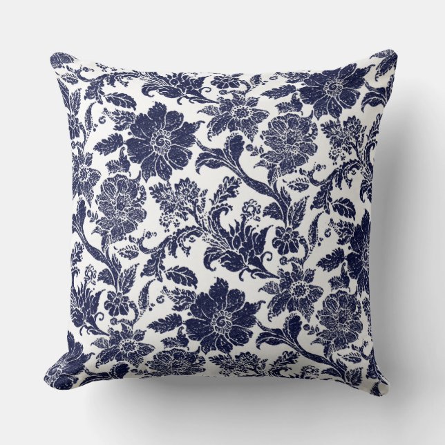 Coussin Blue White Throw Pillow (Recto)