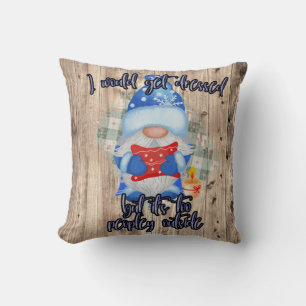 Coussin Blue Winter drôle Gnome Trop de gens dehors