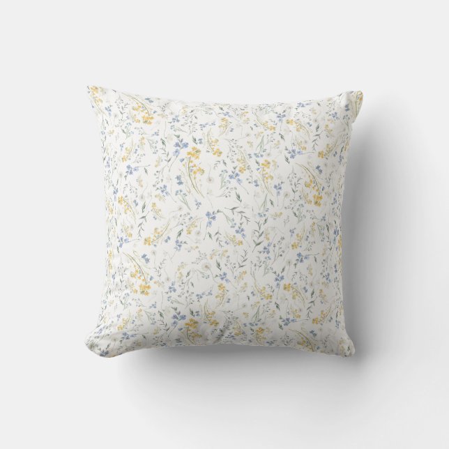 Coussin Blue Yellow Wildflower Pattern (Recto)