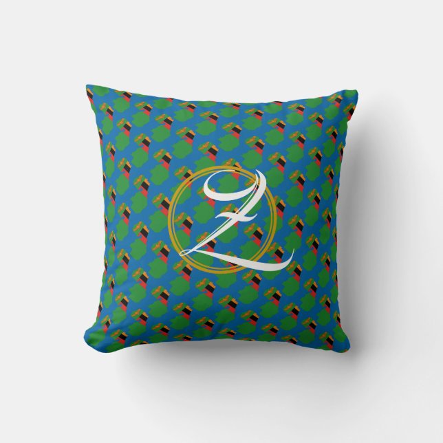 Coussin Blue ZAMBIA Écriture Monogram Scatter Cushion (Recto)