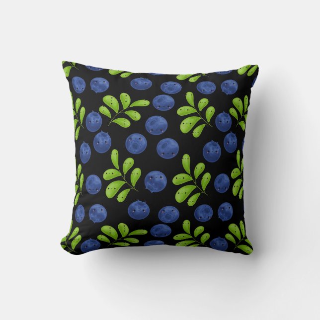 Coussin Blueberry Bliss : Fruit Motif Design (Recto)