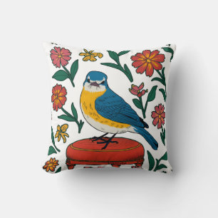 Coussin Bluebird rustique sur Pouf dans l'art populaire