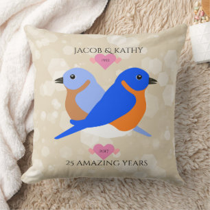 Coussin Bluebirds Lovebirds Toute année Anniversaire