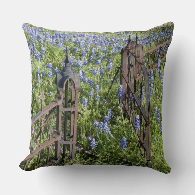 Coussin Bluebonnets et phlox porte du cimetière environnan (Recto)