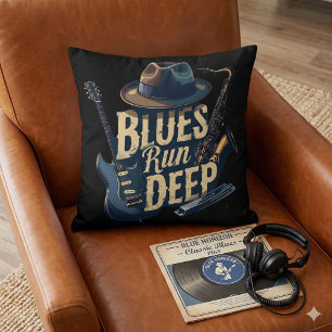 Coussin Blues Music Retro esthétique Vintage Jazz