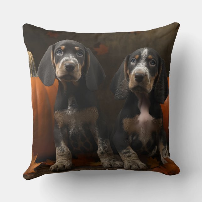 Coussin Bluetick Coonhound Chiot Automne Citrouille de pla (Verso)