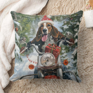 Coussin Bluetick Coonhound Dog équitation Motorcycle Noël