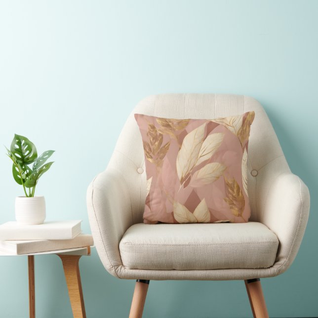 Coussin Blush Pink Gold Collection Feuille tendance Boho (Chaise)