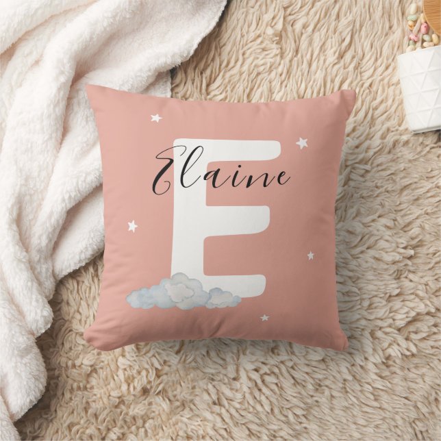 Coussin Blush Pink Personalized Baby Name Pillow Custom (Couverture)