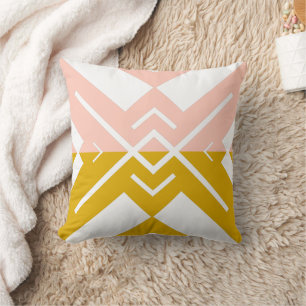 Coussin Blush rose moutarde couleur bloc géométrique moder