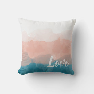 Coussin Blush Sarcelle Amour Aquarelle