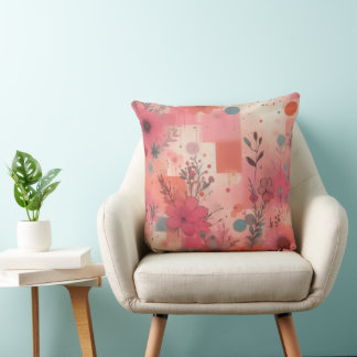 Coussin Blushing Bloom Collage Throw Pillow