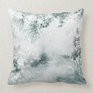 Coussin Blustering Winter Forest Woodland Snowstorm
