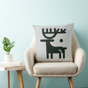 Coussin BOAZ Minimaliste Renne nordique gris