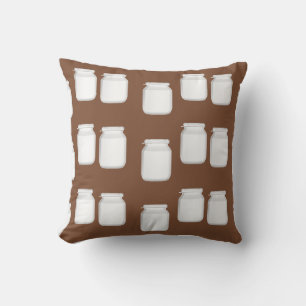 Coussin Bocaux blancs sur brun