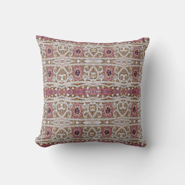 Coussin bohème art déco mode vin rouge bourgogne (Recto)