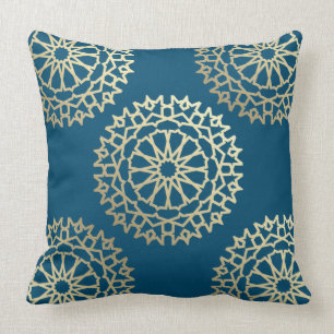 Coussin Bohême chic bleu pétrole