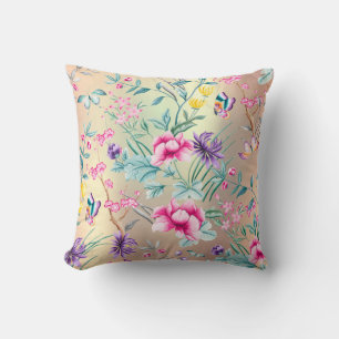 Coussin Bohème Chinoiserie Rose Gold Tiffany Butterfly