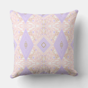 Coussin Bohème Chintz Illustration Pastel Pink Lavender