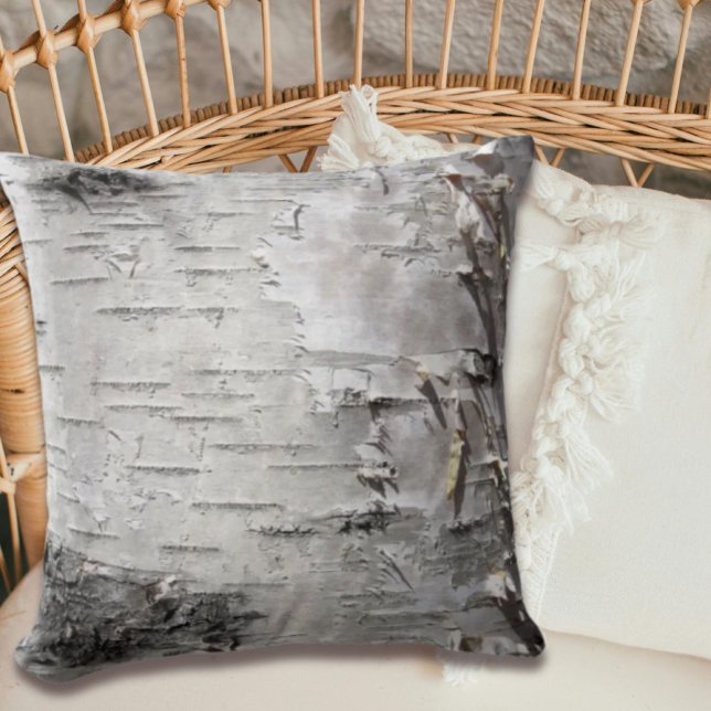 Coussin bohème rustique pays chic écorce d'arbre blanc bou (Créateur téléchargé)