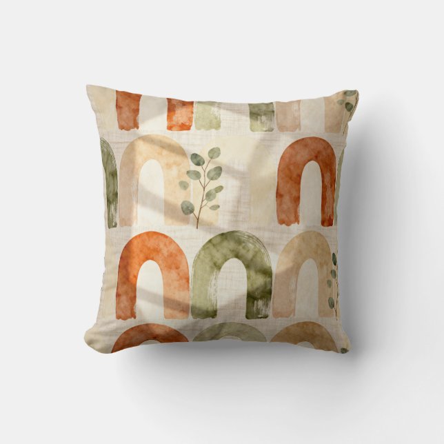 Coussin Bohemian Arch Watercolor Throw Pillow  (Recto)