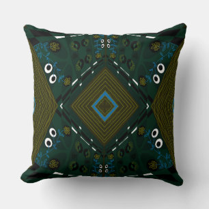 Coussin Bohemian Chintz Illustration Turquoise Olive Airfo