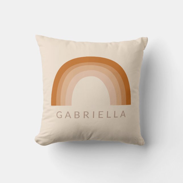 Coussin Boho Abstrait les années 70 Rainbow Terracotta Per (Recto)