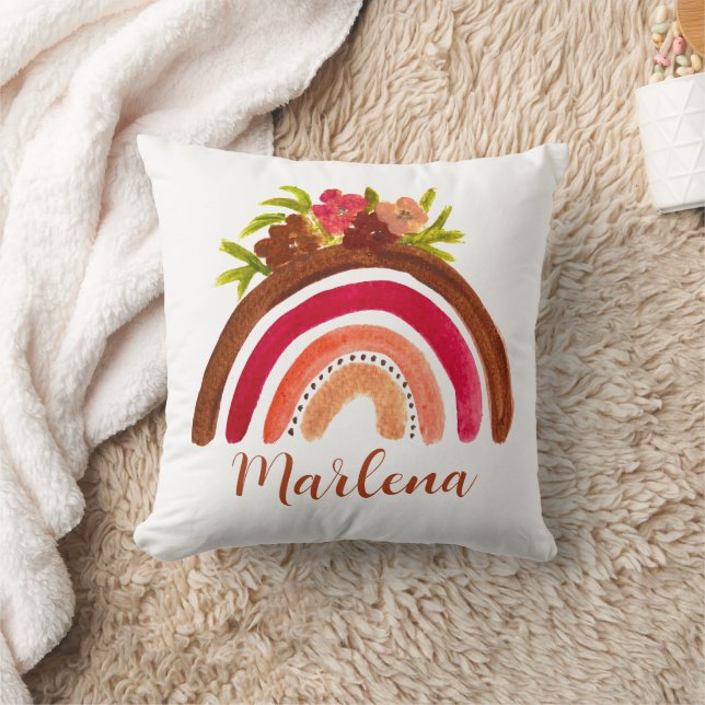 Coussin Boho Arc-en-ciel Floral Bohème couleur naturelle (Couverture)