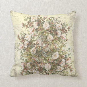 Coussin Boho blanc affligé par cru s'est levé