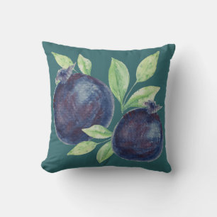 Coussin Boho bleu mauve Aquarelle Art