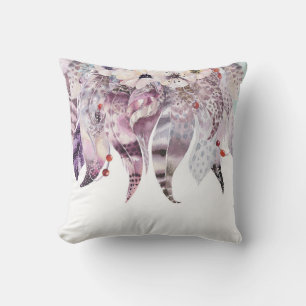 Coussin Boho Bohème Plumes Glam Graphique Tendance Moderne